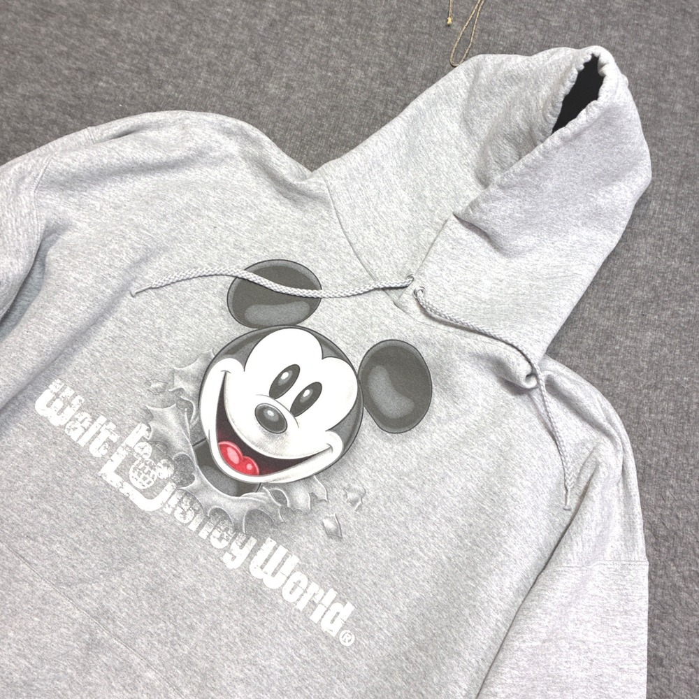 Disney Walt Disney World Hoodie Men 2XL Gray Mickey Mouse Front Back Graphic